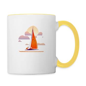 Kitesurfer Planche à voile Kitesurf Windsurfer - Mug contrasté - blanc/jaune - Droite