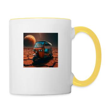 Tuk Tuk Thailandais Sur La Planete Mars - Mug contrasté - blanc/jaune - Droite