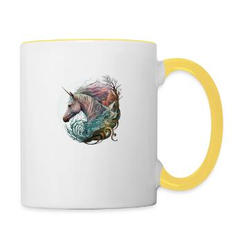 licorne vagabonde - Mug contrasté - blanc/jaune - Droite