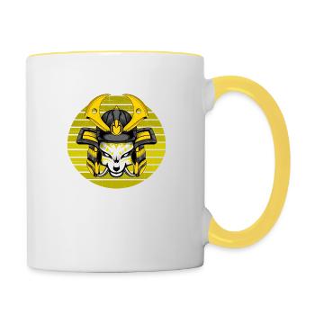 Kitsun Vaporwave Japanese Kami Vaporwave Kitsune - Contrasting Mug - white/yellow - Right