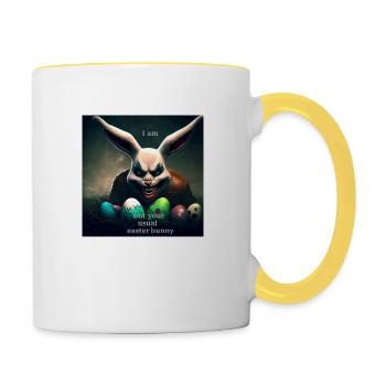 Böser Osterhase - Tasse zweifarbig - Weiß/Gelb - Rechts