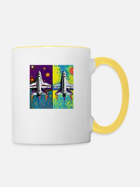 Space Shuttle Van Gogh - Tasse zweifarbig - Weiß/Gelb