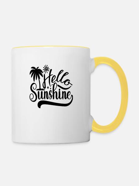 Hello Sunshine - Tasse zweifarbig - Weiß/Gelb