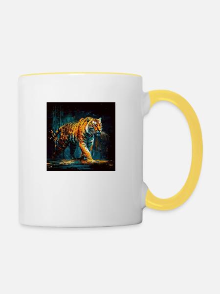 Bengalischer Tiger, Trail-Jäger - Tasse zweifarbig - Weiß/Gelb