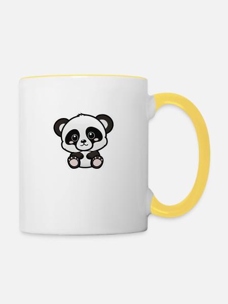 Baby Panda - Tasse zweifarbig - Weiß/Gelb