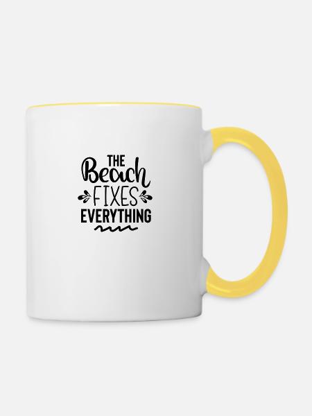 The Beach Fixes Everything - Tasse zweifarbig - Weiß/Gelb