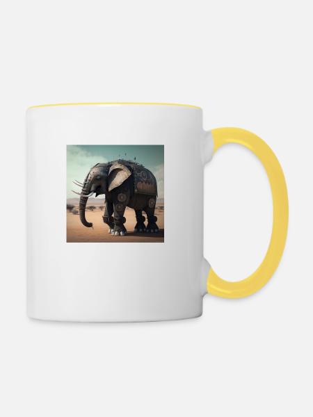 Elefant in Kenia 2 - Tasse zweifarbig - Weiß/Gelb