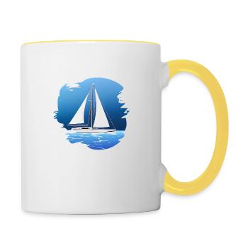 Sailing Sailing Sailing Sailing Sailboat - Contrasting Mug - white/yellow - Right