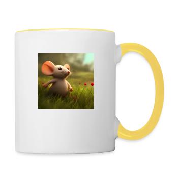 Souris en promenade - Mug contrasté - blanc/jaune - Droite