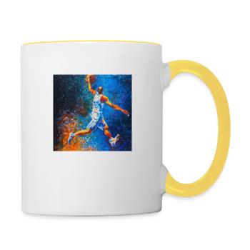 Basketballspieler - Tasse zweifarbig - Weiß/Gelb - Rechts