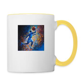 Basketballspieler - Tasse zweifarbig - Weiß/Gelb - Rechts