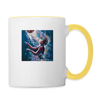 Basketballspielerin - Tasse zweifarbig - Weiß/Gelb - Rechts
