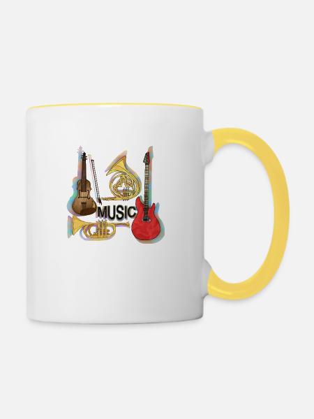 Musikinstrumente - Tasse zweifarbig - Weiß/Gelb