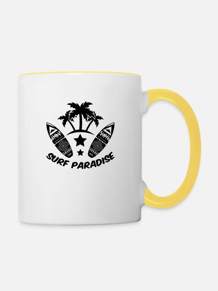 surf paradise - Tasse zweifarbig - Weiß/Gelb