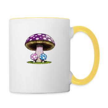 Pilzfamilie - Tasse zweifarbig - Weiß/Gelb - Rechts