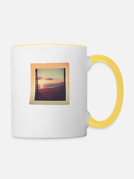 Retro-Erinnerungen - Tasse zweifarbig - Weiß/Gelb