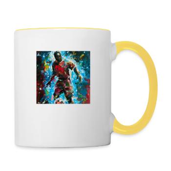 Fußballspieler - Tasse zweifarbig - Weiß/Gelb - Rechts