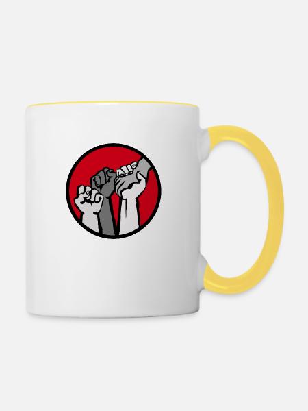 Fäuste3C - Tasse zweifarbig - Weiß/Gelb