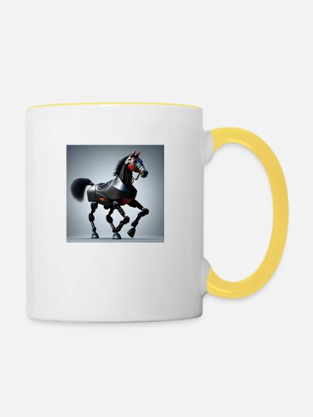 Roboterpferd Version 1 - Tasse zweifarbig - Weiß/Gelb