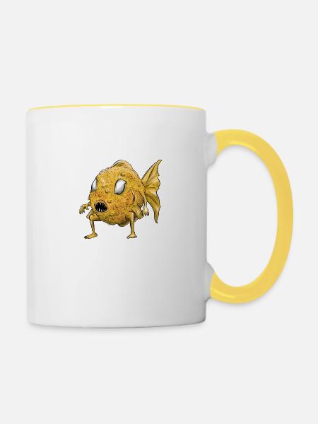 Fischklecks - Tasse zweifarbig - Weiß/Gelb