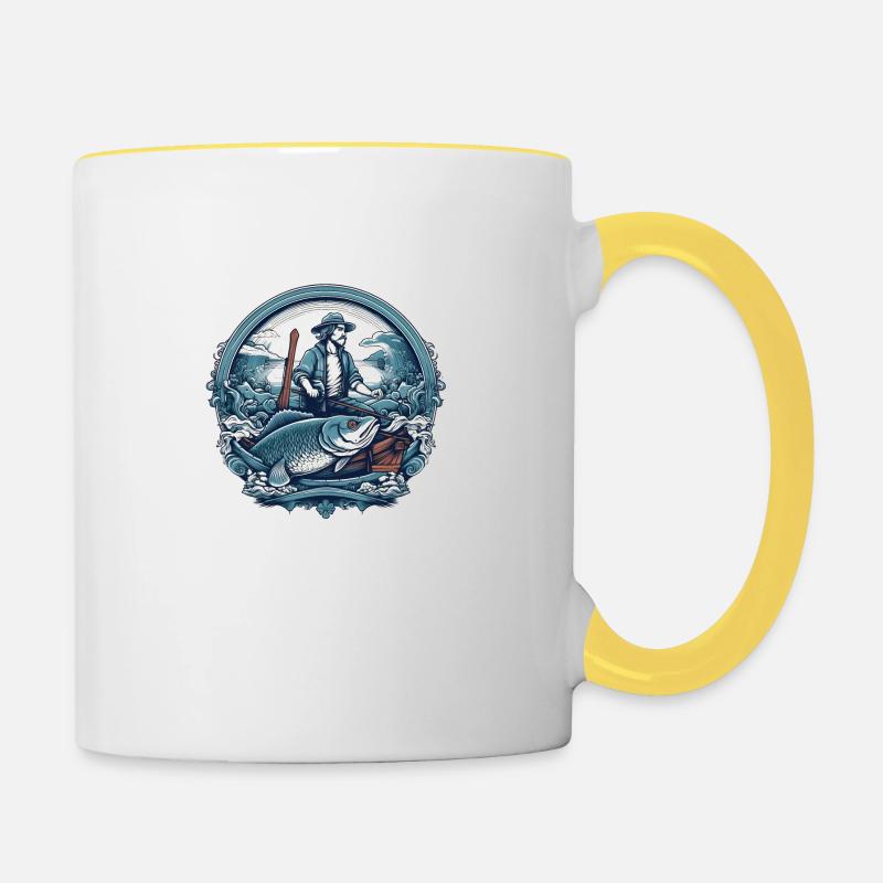 Fishermans best Catch - Contrasting Mug - white/yellow