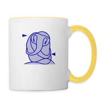 Everyone wants happiness. Hugs know no boundaries - Contrasting Mug - white/yellow - Right