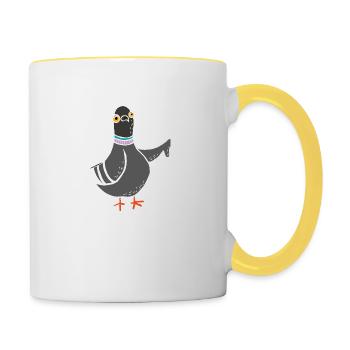 Coo / Boo Taube (Weiß) - Tasse zweifarbig - Weiß/Gelb - Rechts