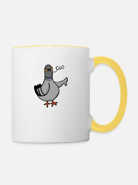Gurren / Buh-Taube - Tasse zweifarbig - Weiß/Gelb