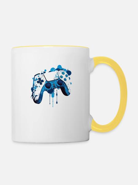 Gamer/in - Tasse zweifarbig - Weiß/Gelb