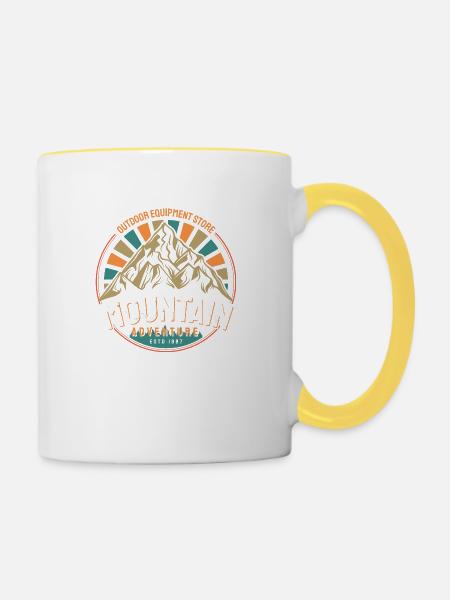 RETRO Berg Amo - Tasse zweifarbig - Weiß/Gelb