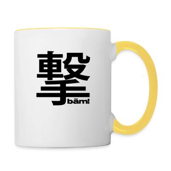 bäm! nippon! black! by ntko.gear - Tasse zweifarbig - Weiß/Gelb - Rechts