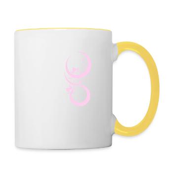 Motif rose fleurs et boucles - Mug contrasté - blanc/jaune - Droite