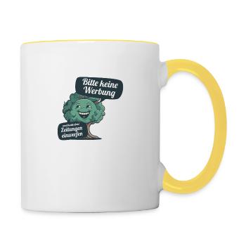 Bitte keine Werbung und kostenlosen Zeitungen - Tasse zweifarbig - Weiß/Gelb - Rechts