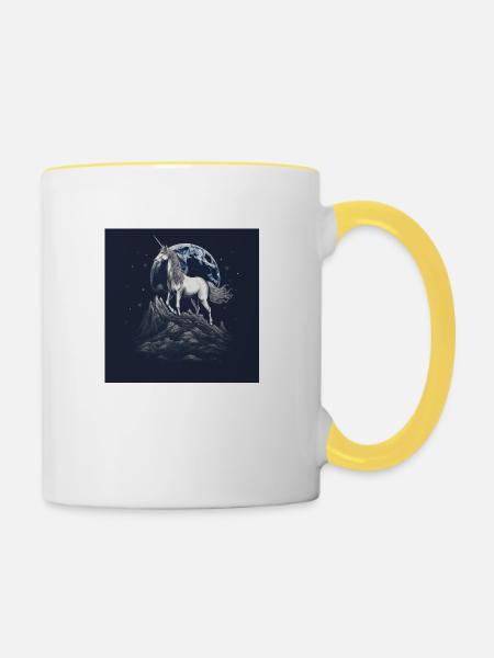Einhorn - Tasse zweifarbig - Weiß/Gelb