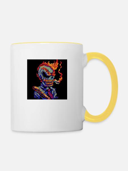 Bad Ass [Pixelkunst] - Tasse zweifarbig - Weiß/Gelb