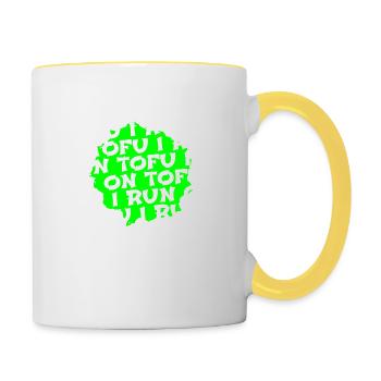 vegetarian joke birthday plant go vegan vegetable - Contrasting Mug - white/yellow - Right