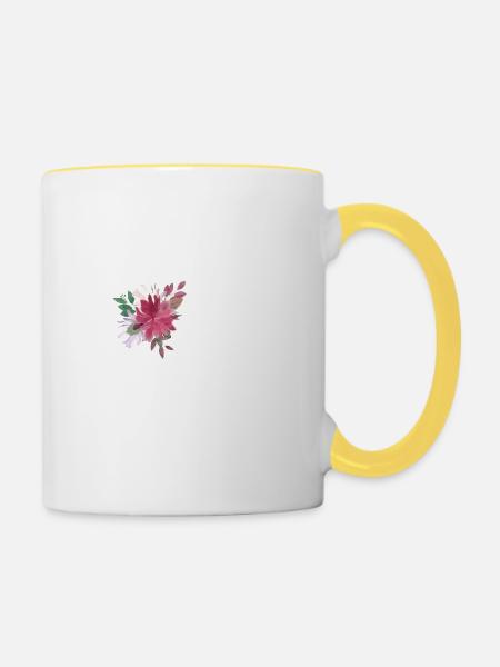 Buchstabe g blumig - Tasse zweifarbig - Weiß/Gelb