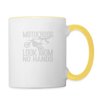 Look motocross Maman no Hands - Mug contrasté - blanc/jaune - Droite