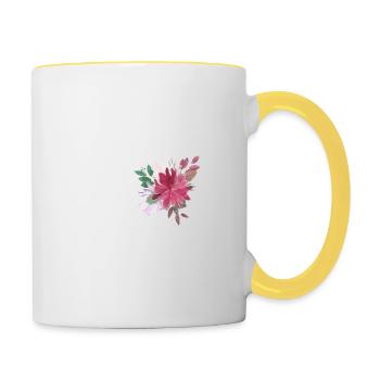 Buchstabe n blumig - Tasse zweifarbig - Weiß/Gelb - Rechts