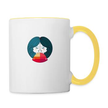 Abstrakte Edelsteine - Tasse zweifarbig - Weiß/Gelb - Rechts