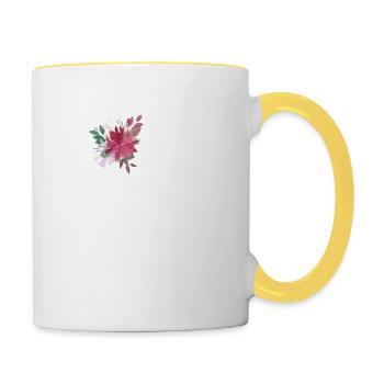 Florale Buchstaben - Tasse zweifarbig - Weiß/Gelb - Rechts