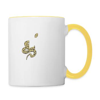 Buchstabe h Schlange - Tasse zweifarbig - Weiß/Gelb - Rechts