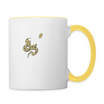 Lettre d serpent - Mug contrasté - blanc/jaune - Droite