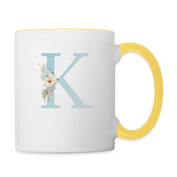 Customizable Monogram K Floral - Contrasting Mug - white/yellow - Right