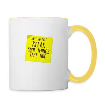NOTE TO SELF: RELAX, SOME THINGS TAKE TIME - Mug contrasté - blanc/jaune - Droite