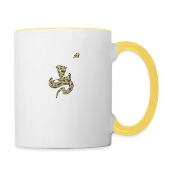 Buchstabe m Schlange - Tasse zweifarbig - Weiß/Gelb - Rechts