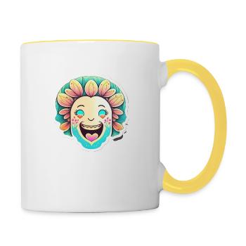 Glücklich in den Frühling - Tasse zweifarbig - Weiß/Gelb - Rechts