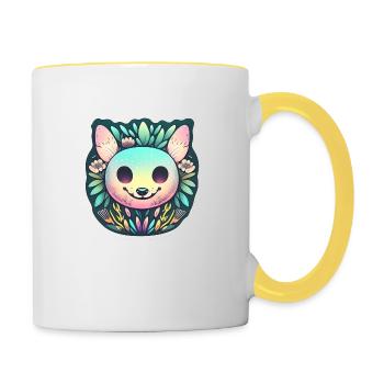 Bunte Maus Glück im Frühling - Tasse zweifarbig - Weiß/Gelb - Rechts