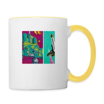navette spatiale van gogh - Mug contrasté - blanc/jaune - Droite