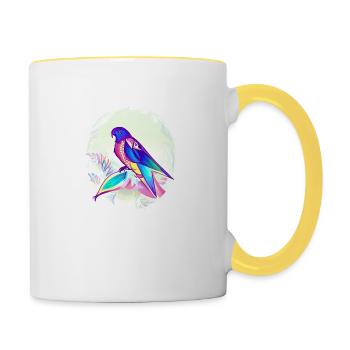 Budgie Bird Owner Bird Cockatiel - Contrasting Mug - white/yellow - Right